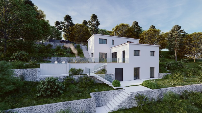 VILLA MODERNE EN RESTANQUE - Habiter la pente - LA DESTROUSSE